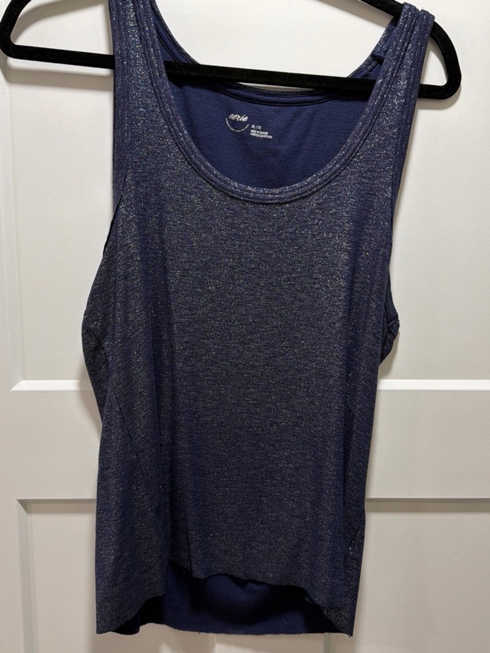aerie Metallic Navy Scoop Tank